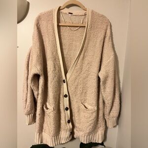 Free People Oversized Beige Heavy Sweater Balloon Sleeves